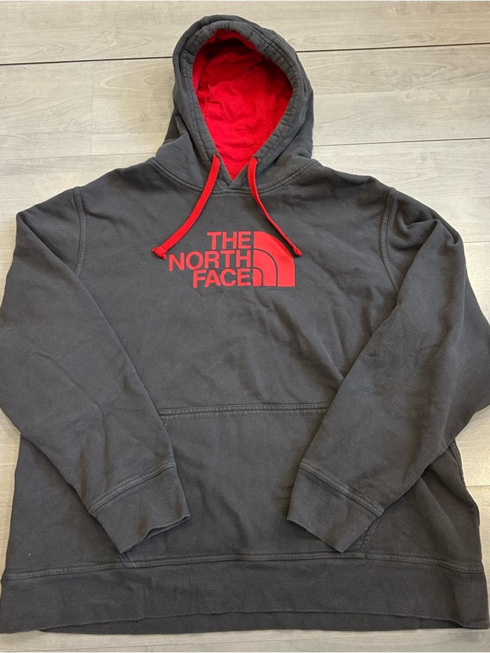The North Face Half Dome Hoodie XXL Gray Red Logo Pullover Sweatshirt